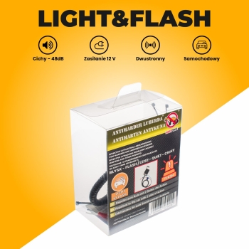 Odstraszacz CICHY I BŁYSKA  Light&Flash do Auta Działa 2 Stronnie Zasilanie klemy/ wyjścia prądowe 12V Długi przewód [9204]